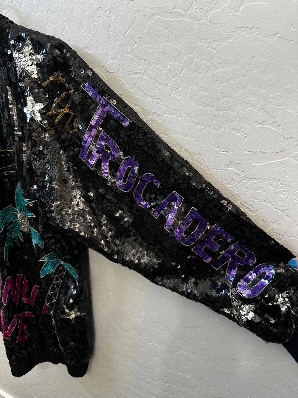 Vintage MODI Silk Sequin Jacket- Brown Derby Coconut Grove- Hollywood Art Wear